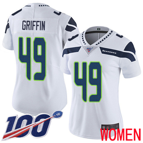 Seattle Seahawks Limited White Women Shaquem Griffin Road Jersey NFL Football #49 100th Season Vapor Untouchable->women nfl jersey->Women Jersey